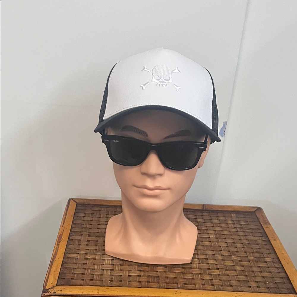 White and Black Skull Cap